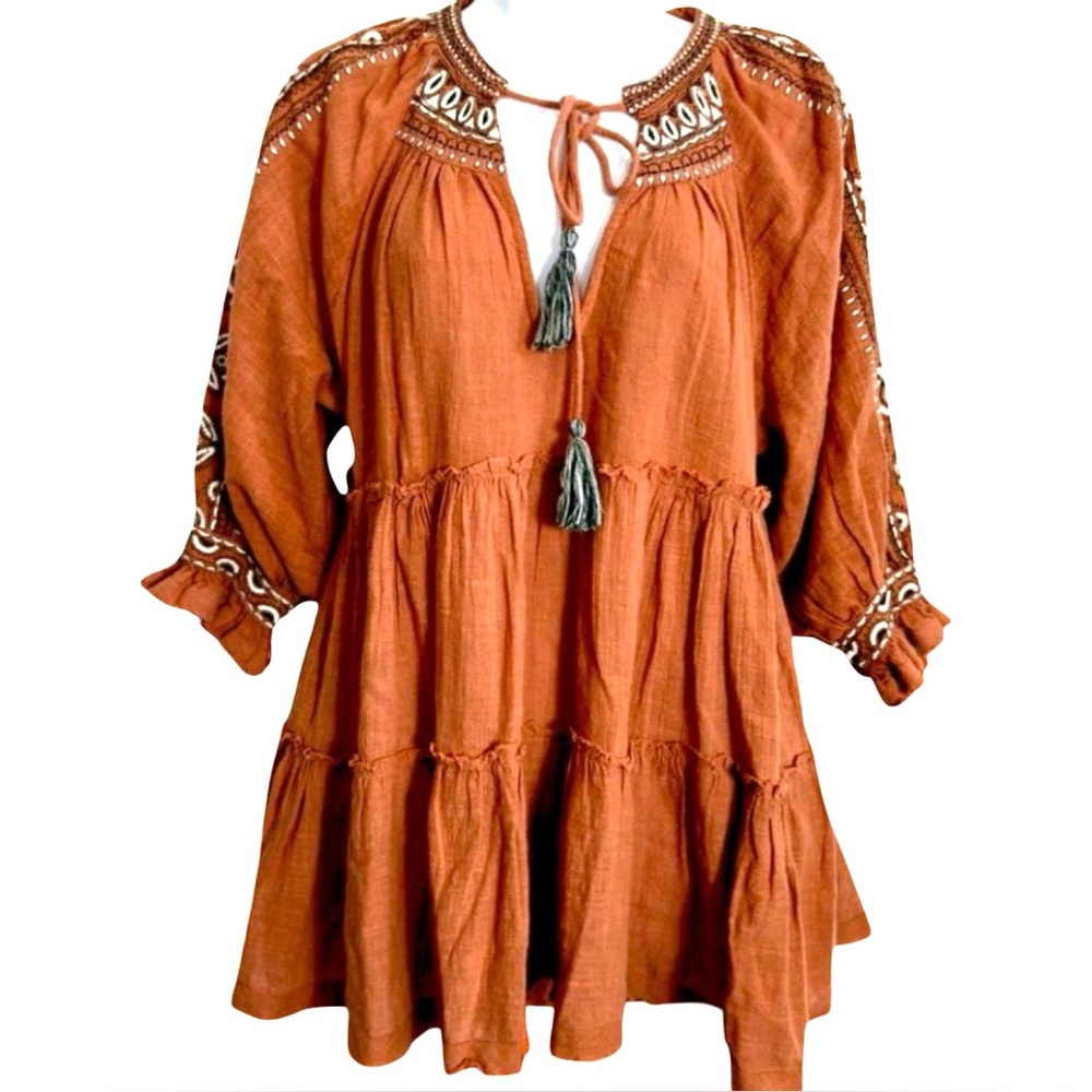 Free People Dream Weaver Tunic Top Terracotta Orange XS - Picture 3 of 11